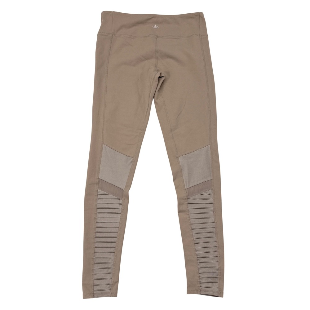 Alo Yoga High Waist Moto Leggings Size Large Tan Athleisure Activewear Gym - Picture 2 of 9